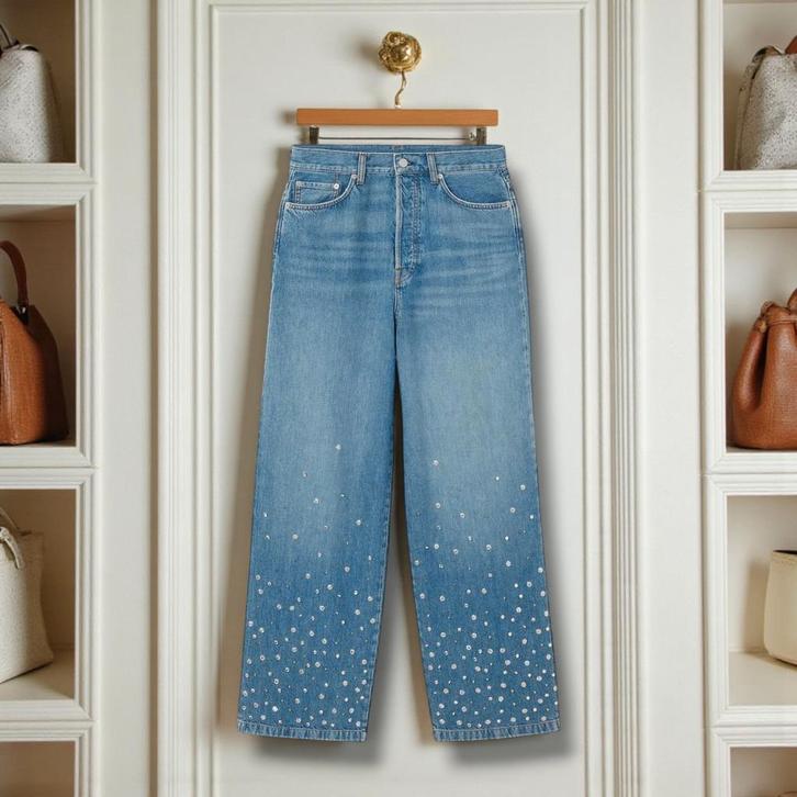 COS Nieuw Jeans met strass steentjes 30, Kleding | Dames, Broeken en Pantalons, Nieuw, Maat 46/48 (XL) of groter, Blauw, Lang