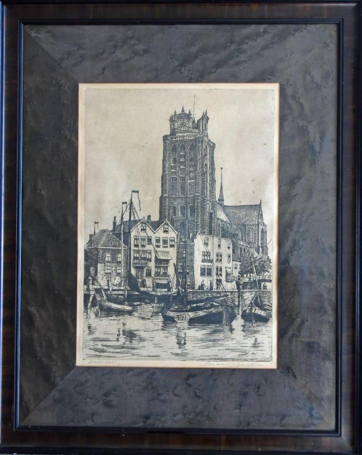 '' Dordrecht '', Antiek en Kunst, Kunst | Etsen en Gravures, Ophalen of Verzenden