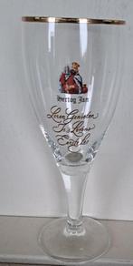 Hertog Jan Glas op voet met spreuk: Leren Genieten ........, Ophalen of Verzenden, Gebruikt, Glas of Glazen, Hertog Jan