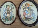Vintage M.I. Hummel Boy & Girl Cross Stitch Needlepoint Fram, Hobby en Vrije tijd, Borduren en Borduurmachines, Ophalen of Verzenden