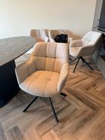 4x stoel eettafel beige bouclé 360’graden draaiend luxe stof, Bouclé stof luxe stoelen draaiend, Grijs, Vier, Stof
