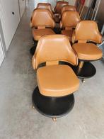 Degelijke casino stoelen cognac leder (prijs per stoel), Ophalen, Gebruikt, Bruin