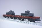 2 x platte wagon met Pz 38(t), DRG, Ophalen of Verzenden, Gebruikt, Wagon, Trix