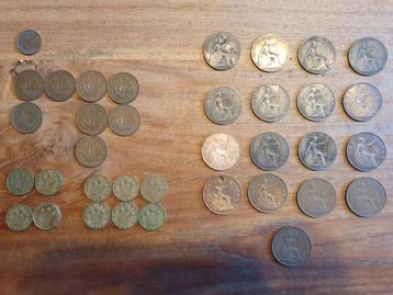 Mooie set oude Engelse munten. 1899 t/m 1945, oude pennies beschikbaar voor biedingen