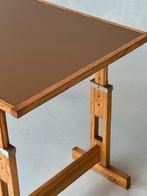 Jaren 70 buro trestle desk vintage bureau retro burotafel, Ophalen of Verzenden, In hoogte verstelbaar, Gebruikt, Bureau