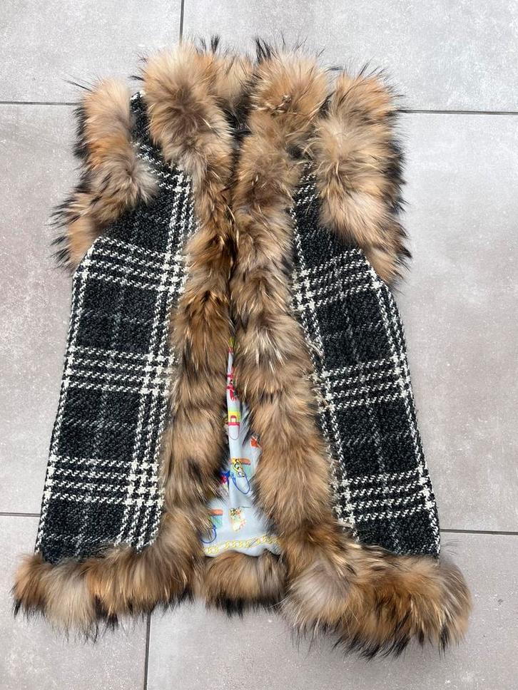 MUCHO GUSTO TWEED STOF / ECHT BONT BONTEN GILET BODYWARMER M, Kleding | Dames, Bodywarmers, Zo goed als nieuw, Maat 38/40 (M)