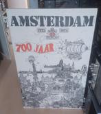 AMSTERDAM 700 jaar 1275-1975 poster op vezelplaat, Ophalen, Zo goed als nieuw, Rechthoekig Staand