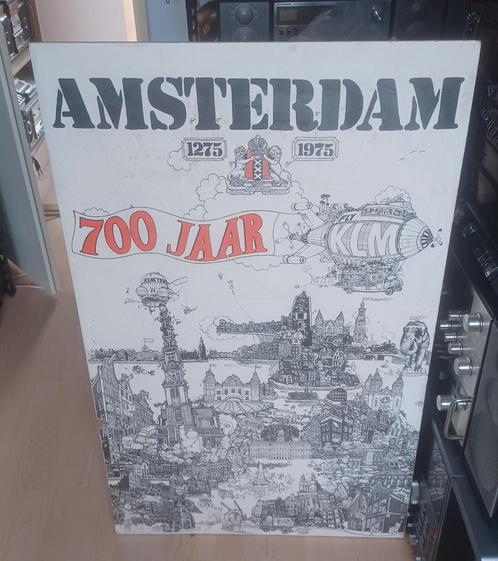 AMSTERDAM 700 jaar 1275-1975 poster op vezelplaat, Verzamelen, Posters, Zo goed als nieuw, Rechthoekig Staand, Ophalen