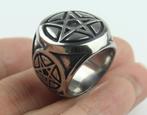 Pentagram ring # SALE #, Nieuw, 20 of groter, IJzer of Staal, Zilver