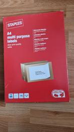 Staples Etiketten 210mm X 297 mm, Ophalen of Verzenden, Nieuw