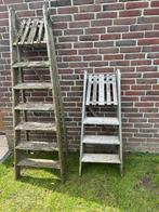 2x vintage schildersladder/huishoudtrap, Doe-het-zelf en Verbouw, Ladders en Trappen, Ophalen, Gebruikt, Minder dan 2 meter