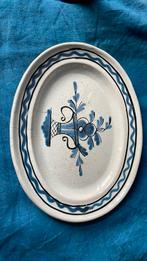 18e eeuwse Antieke Franse schaal aardewerk bord blauw, Antiek en Kunst, Ophalen of Verzenden