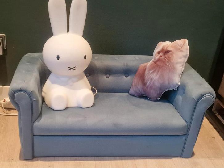 Xenos kinderbank blauw fluweel - nagenoeg nieuw!, Kinderen en Baby's, Kinderkamer | Tafels en Stoelen, Zo goed als nieuw, Stoel(en)