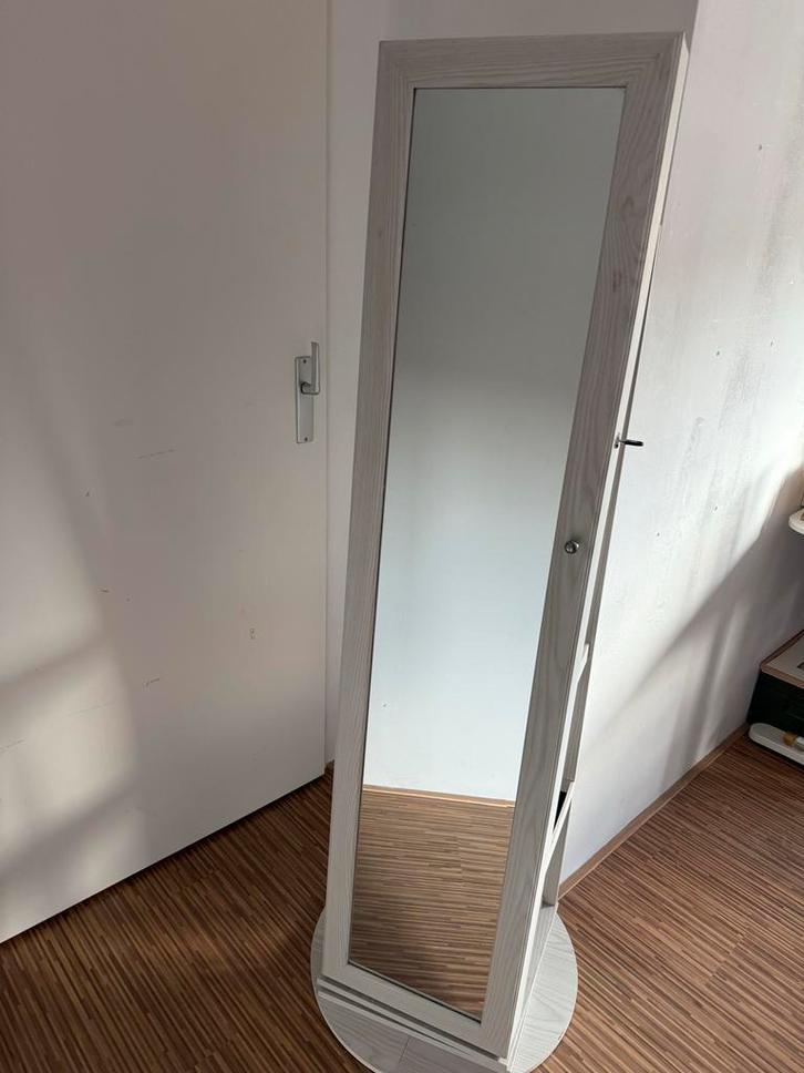 Sierradenkast met spiegel en draaiplateau, Huis en Inrichting, Woonaccessoires | Spiegels, Gebruikt, Minder dan 50 cm, 150 tot 200 cm