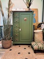 Meidenkast ladekast linnenkast biedermeier servieskast groen, Ophalen, 25 tot 50 cm