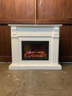 Sfeerhaard met witte houten schouw + afstandsbediening, Huis en Inrichting, Haarden, Ophalen, Zo goed als nieuw, Vrijstaande haard