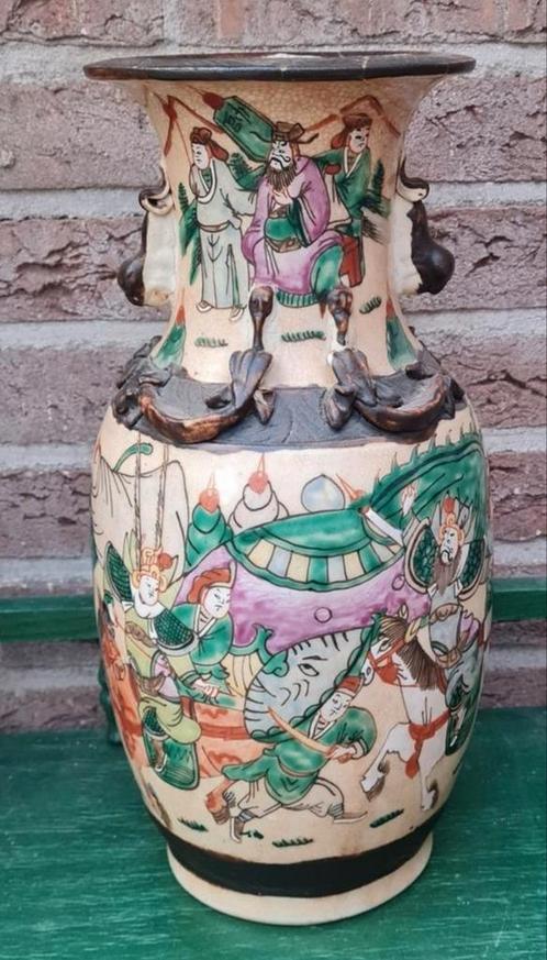 Antieke grote Nanking vaas handbeschilderd, Antiek en Kunst, Antiek | Vazen, Ophalen of Verzenden