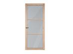 Industriële binnendeur eiken met glas stomp en opdek, Niet ingevuld, 80 tot 100 cm, Binnendeur, Niet ingevuld
