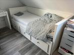 Ikea Hemnes bedbank, uitklapbaar, 2x uitwasbaar matras, Huis en Inrichting, Slaapkamer | Bedden, Gebruikt, Wit, Hout, Ophalen