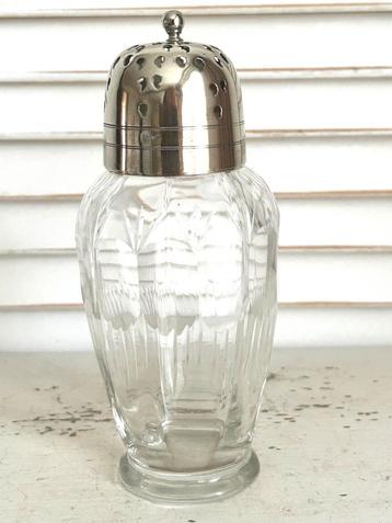 Antieke suikerstrooier met verzilverde dop EPNS 15 cm beschikbaar voor biedingen