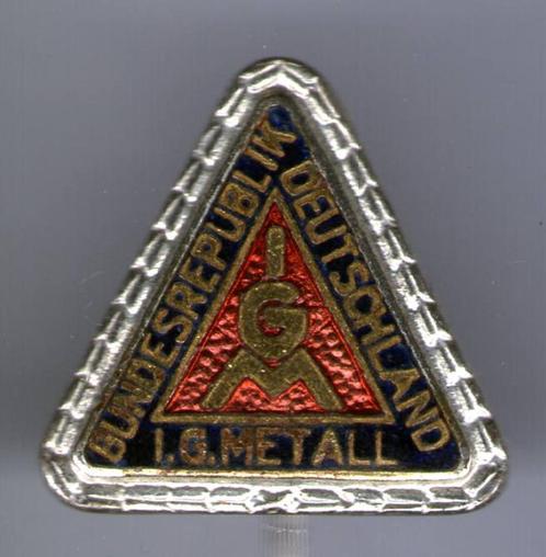 IGM Industriegewerkschaft Metall email speldje ( P_229 ), Verzamelen, Speldjes, Pins en Buttons, Zo goed als nieuw, Speldje of Pin