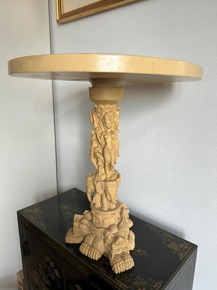 Chinees ivorine piëdestal / plantentafel met ronde bovenkant, Huis en Inrichting, Woonaccessoires | Zuilen en Pilaren, Zo goed als nieuw