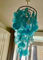 Mooie turquoise Capiz Shell kroonluchter, Ophalen, Gebruikt, Overige materialen