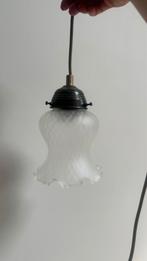 Hanglamp vintage glas met snoer industrieel, Antiek en Kunst, Ophalen of Verzenden