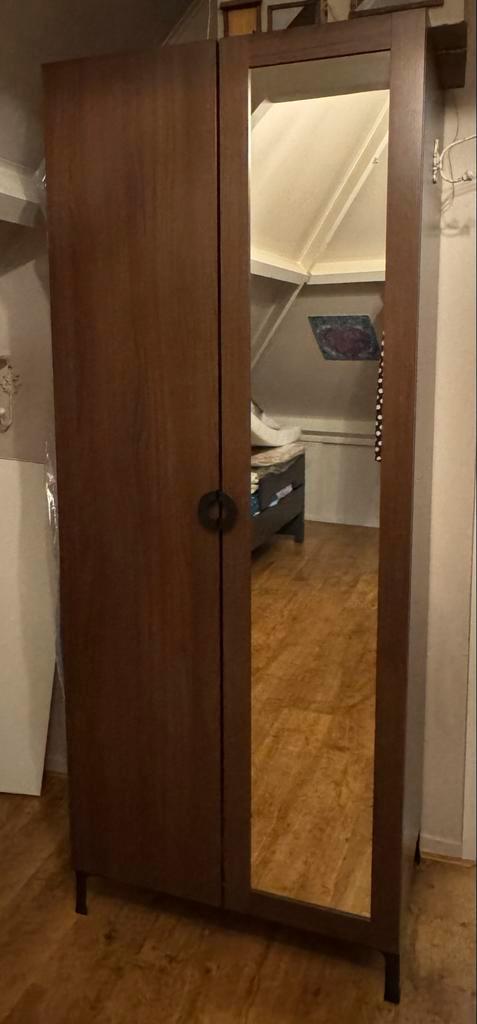 Degelijke Notenbruine Kast met Spiegeldeur - Nieuwstaat!, Huis en Inrichting, Kasten | Kledingkasten, Zo goed als nieuw, 200 cm of meer