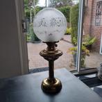 Petroleumlamp koper met glazenbol, Ophalen