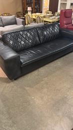 Zwarte bank leer, Ophalen, 125 cm of meer, Leer, Zo goed als nieuw