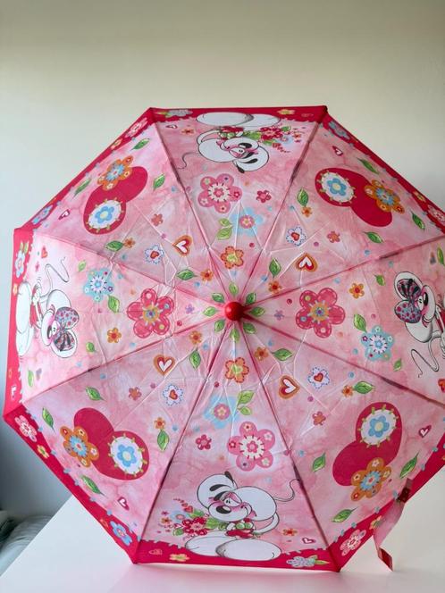 Paraplu inklapbaar roze voor een kind met hartjes / Diddl, Verzamelen, Diddl, Gebruikt, Overige typen, Diddl, Ophalen of Verzenden