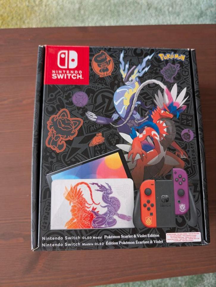 Nintendo Switch OLED scarlet and violet edition, Spelcomputers en Games, Spelcomputers | Nintendo Switch, Zo goed als nieuw, Switch OLED