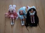 3 poppen na na surprise konijn chinese kat roze blauw poes, Ophalen of Verzenden, Zo goed als nieuw