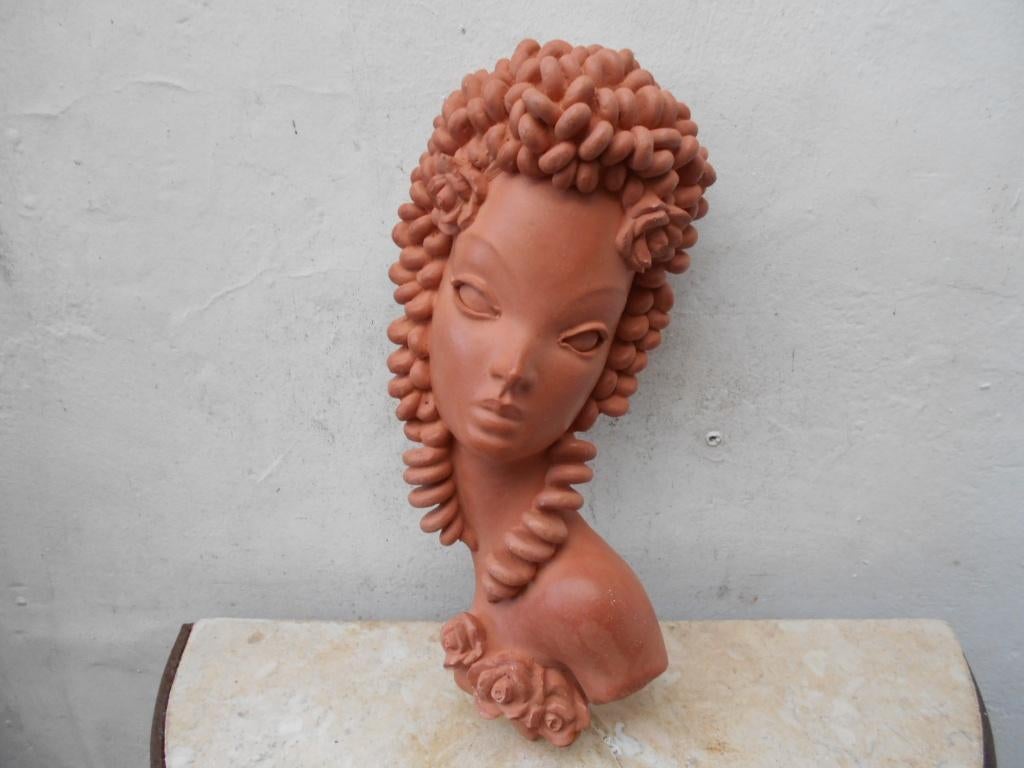 wandmasker  jonge vrouw 1960  teracotta, Ophalen of Verzenden