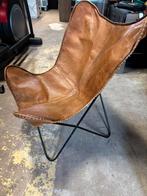 Lederen vlinderstoel - 70x70x40H, 1025xe, Ophalen of Verzenden, Zo goed als nieuw, Re