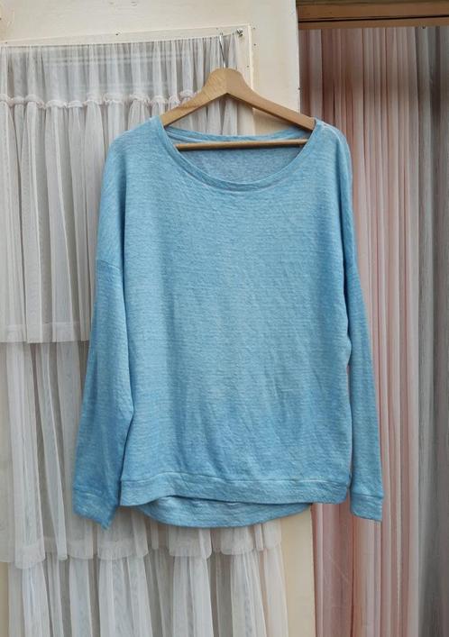 Majestic lichtblauw sweater trui katoen/cashmere M L XL, Kleding | Dames, Truien en Vesten, Nieuw, Maat 42/44 (L), Blauw, Ophalen of Verzenden