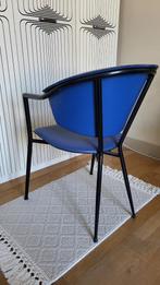 Italiaans Design lederen stoel ~ blauw, Huis en Inrichting, Stoelen, Ophalen, Gebruikt, Blauw, Leer