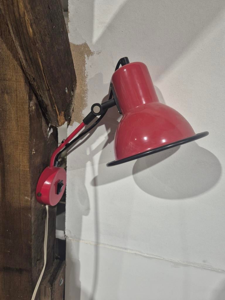Vintage rood leeslamp muurlamp, Antiek en Kunst, Antiek | Spiegels, Ophalen of Verzenden, Rond, Minder dan 50 cm