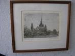 Ingelijste ets van Overschie (Rotterdam) gesigneerd, genumme, Ophalen of Verzenden