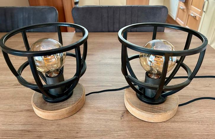 2 Brilliant Matrix tafellampen industrieel incl. ledlampen, Huis en Inrichting, Lampen | Tafellampen, Zo goed als nieuw, Minder dan 50 cm