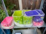 5x Tupperware met vogels in paars, pink en groen, Ophalen, Nieuw, Paars