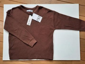 ZARA t- shirt lange mouw bruin wafel maat 122 - nieuw - beschikbaar voor biedingen