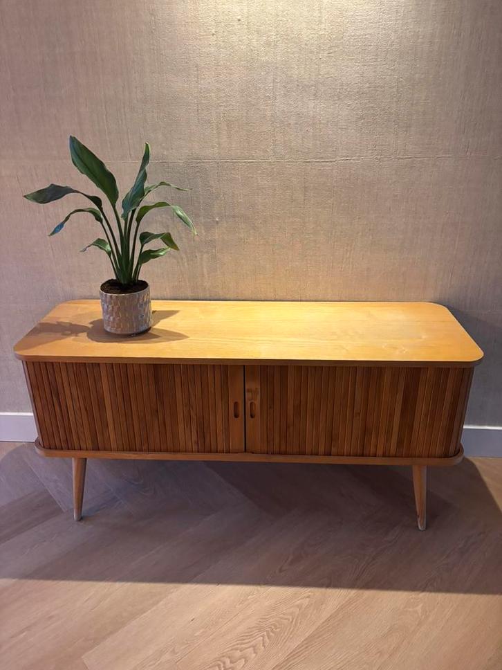 Zuiver barbier TV kast / sidetable, Huis en Inrichting, Tafels | Sidetables, Gebruikt, 25 tot 50 cm, 100 tot 150 cm, Rechthoekig