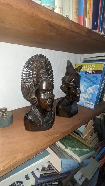 Indonesische Houten Beeldjes - Man & Vrouw beschikbaar voor biedingen
