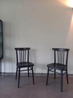 Twee vintage café stoelen / zijdenglans zwart, Ophalen, Gebruikt, Twee, Zwart