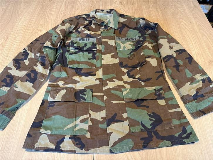 US Marines Heren BDU Jas Woodland Camo - Maat Medium Long, Verzamelen, Militaria | Algemeen, Landmacht, Kleding of Schoenen, Amerika