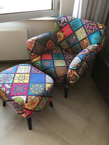 Fauteuil met poef 