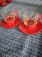 Retro Moulinex Kopjes en Schotels - Rood, Ophalen of Verzenden, Overige stijlen, Kop(pen) en/of Schotel(s), Glas