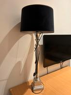 Brocante zilveren lampenvoet met zwart fluwelen kap, Huis en Inrichting, Lampen | Tafellampen, Ophalen, Zo goed als nieuw, 75 cm of meer
